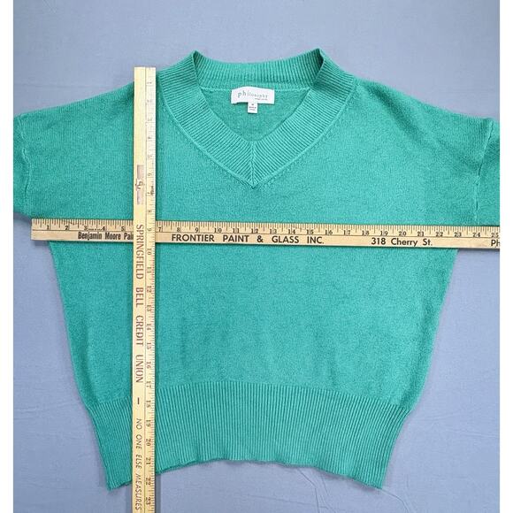 Philosophy Green Lightweight Viscose Knit V Neck Pullover Sweater Women's M - Picture 4 of 7